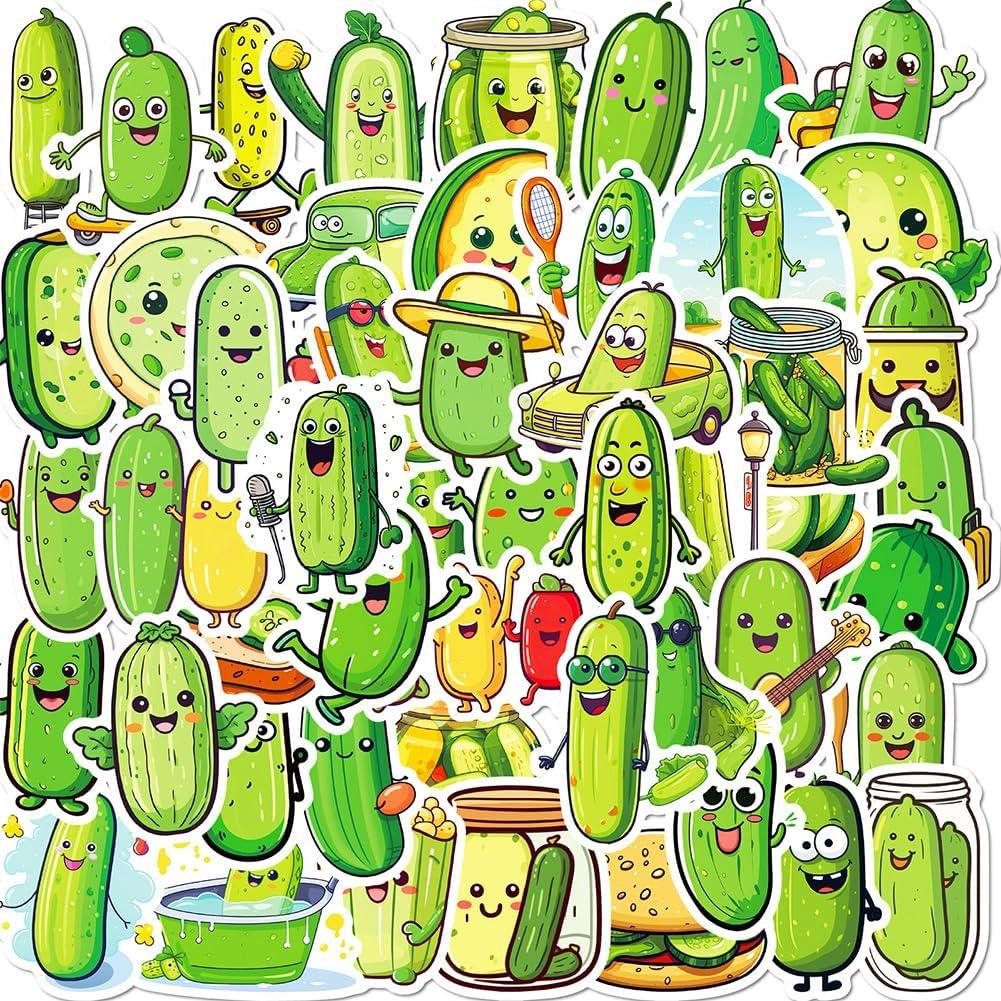 50Pcs Cucumber Stickers, compared: Waterproof tested... PlusLuggage flair!