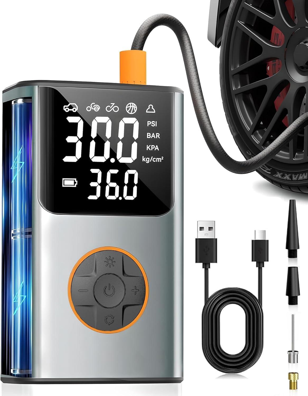 Dual-Screen LCD, 150PSI Tested Inflator Versus Bike & Car Pumps… Compact too!