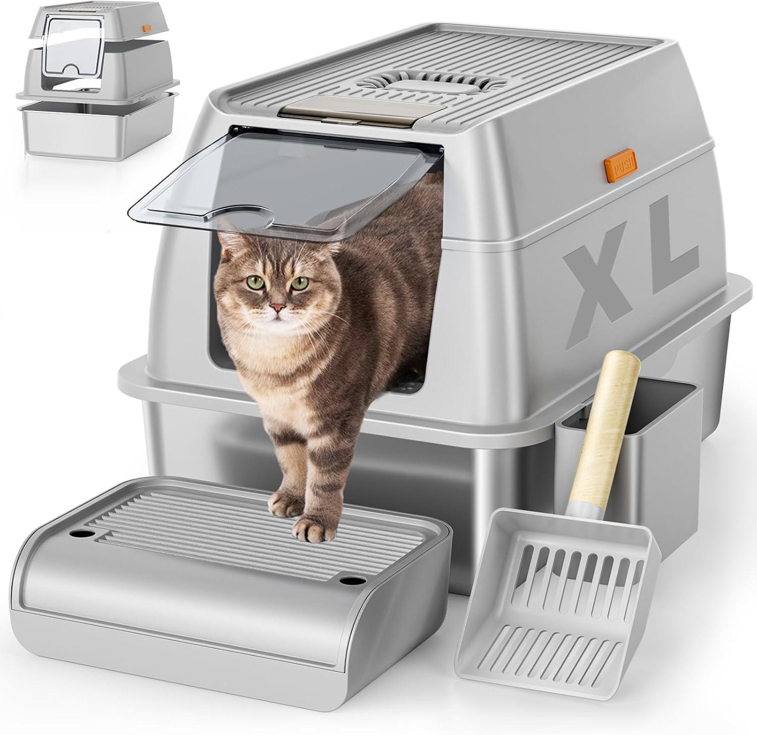 Stainless Steel Box Showdown: Compare Big Cat Needs, Anti-Leak & Easy Clean...Grey litter perfect!
