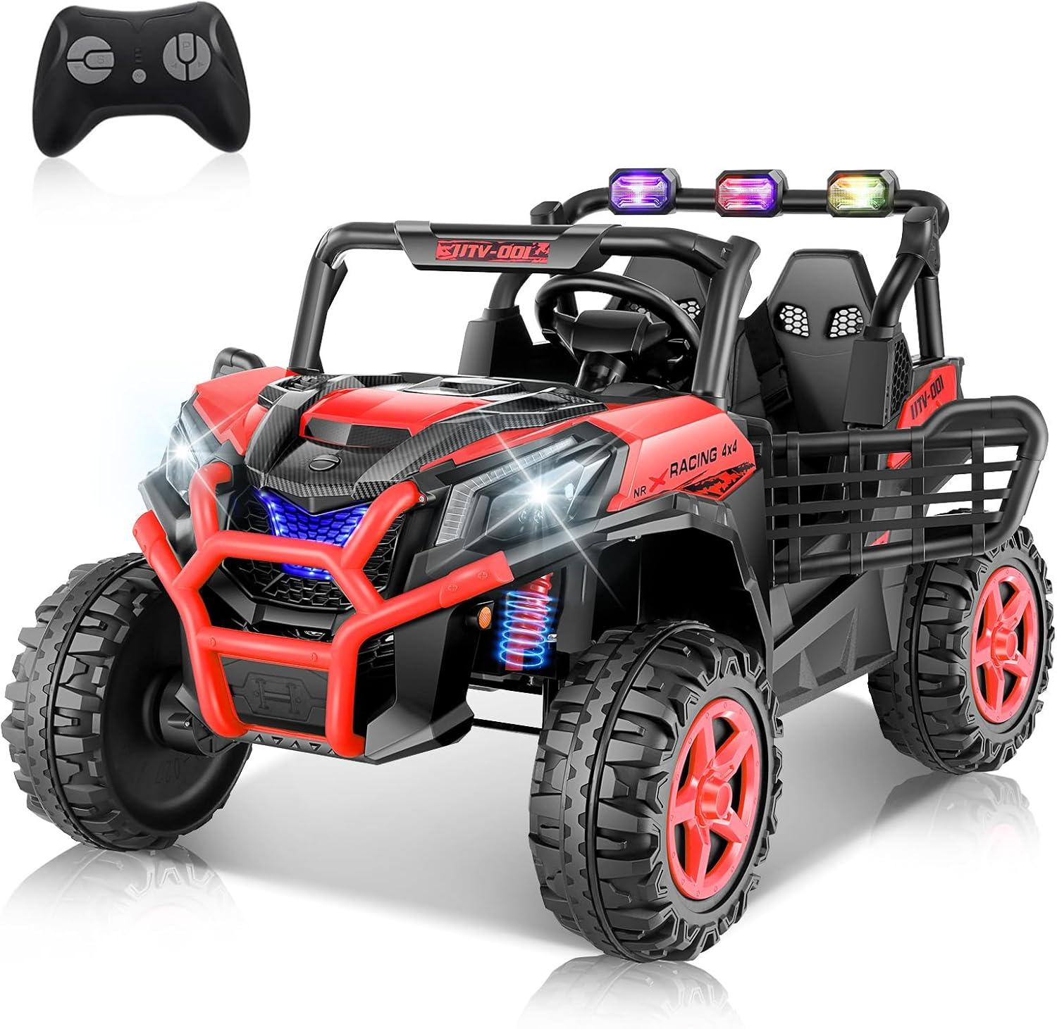 Versus Test: Red 24V UTV’s Shock Absorbers, 3 Speeds, Remote Seating…