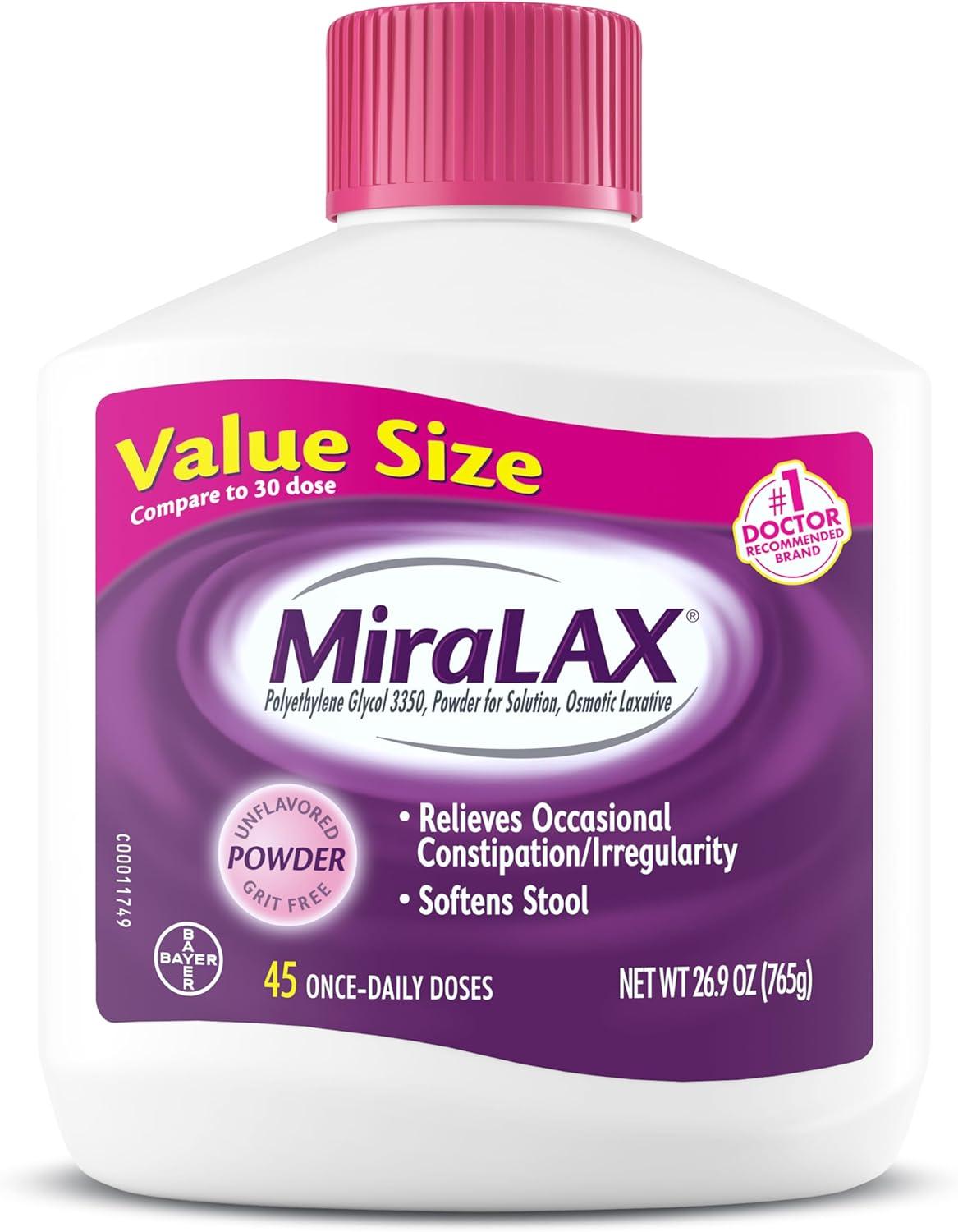 MiraLAX vs. Stool Softener: Natural Relief... Compared, tested, 45-dose value!