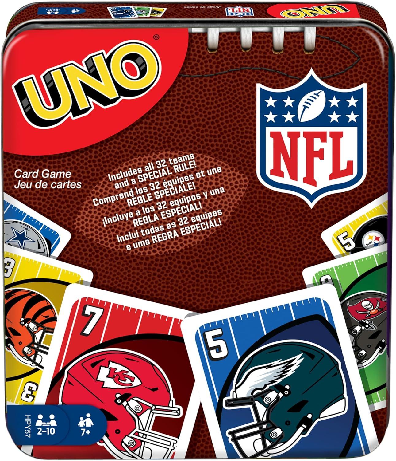 UNO NFL Card Game: Tested Theme vs. Storage Tin - Perfect for Travel Fun
