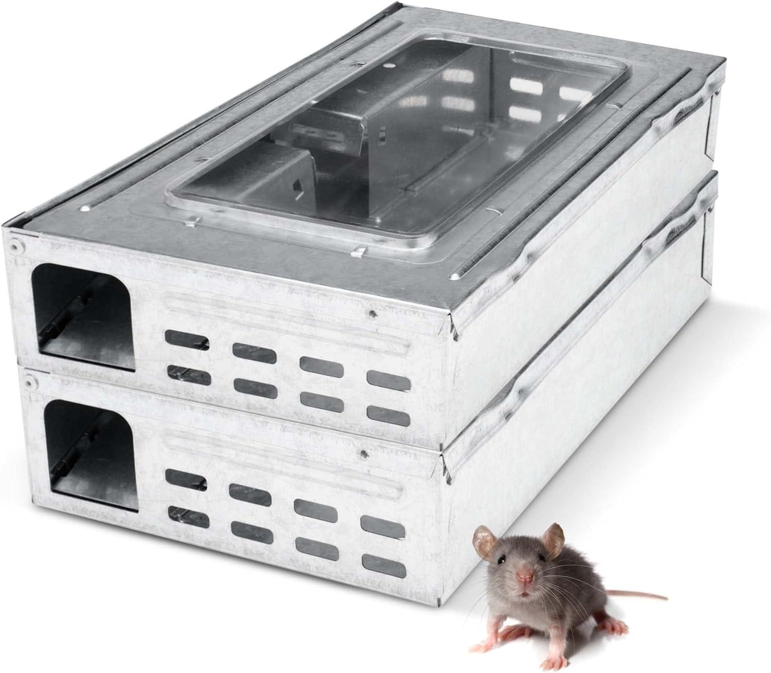 Humane Mouse Trap Showdown: Clear Window, Dual Use, Tested Relief indoor/outdoor... (2 Pack)