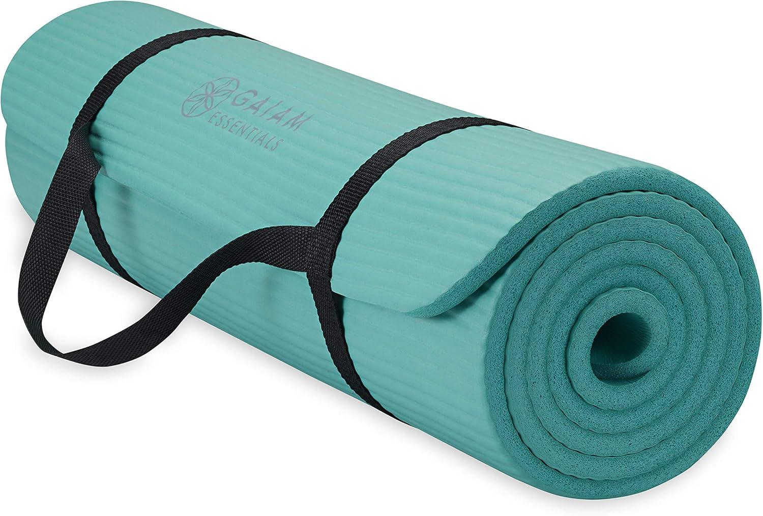 Gaiam Mats Versus: Thick Mat, Cinch Carrier Strapped…Fit Essential Insight