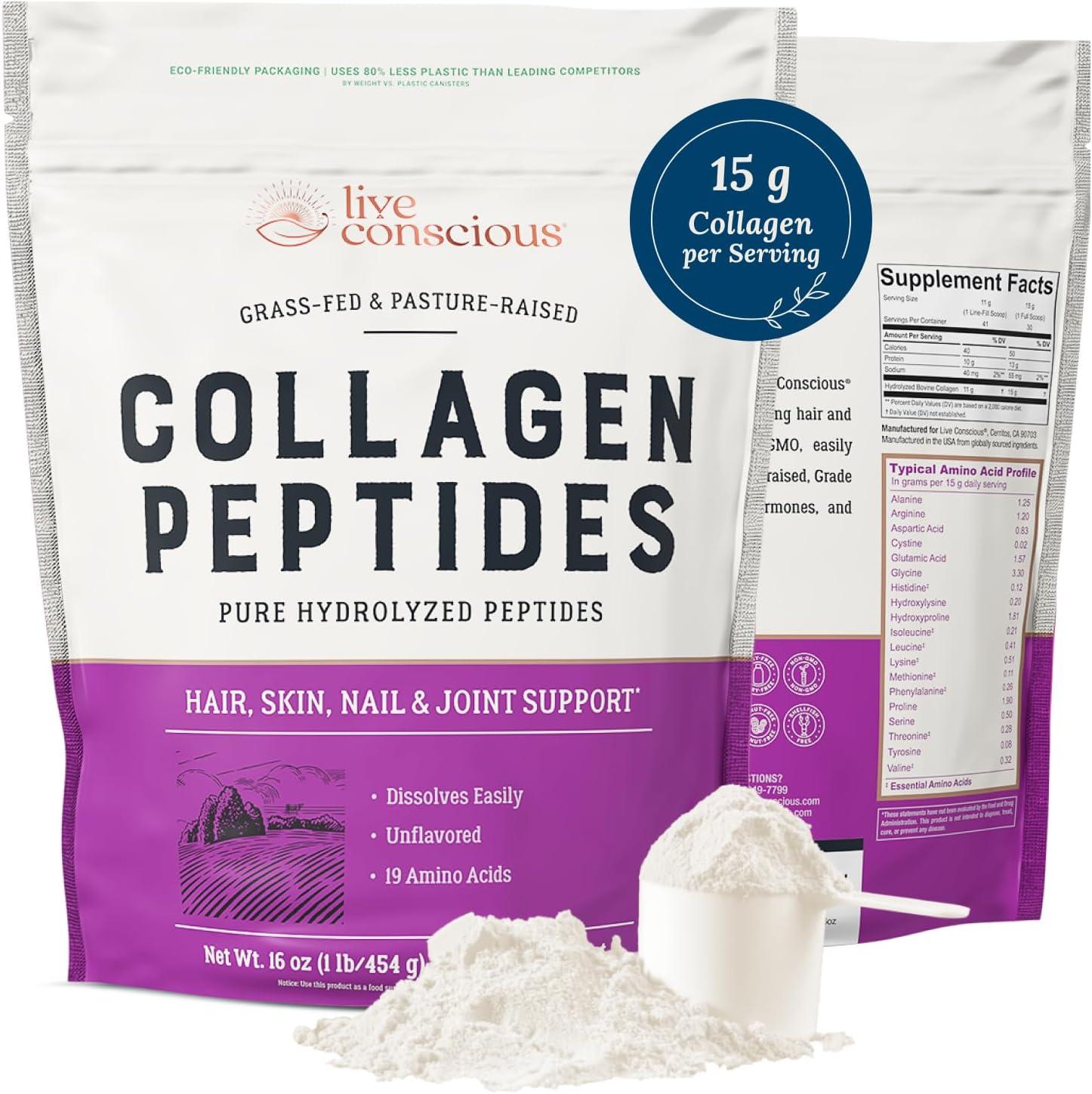 Live Conscious Collagen Showdown: Tested Grass-Fed vs. Type I/III Benefits for Hair, Skin... 60char