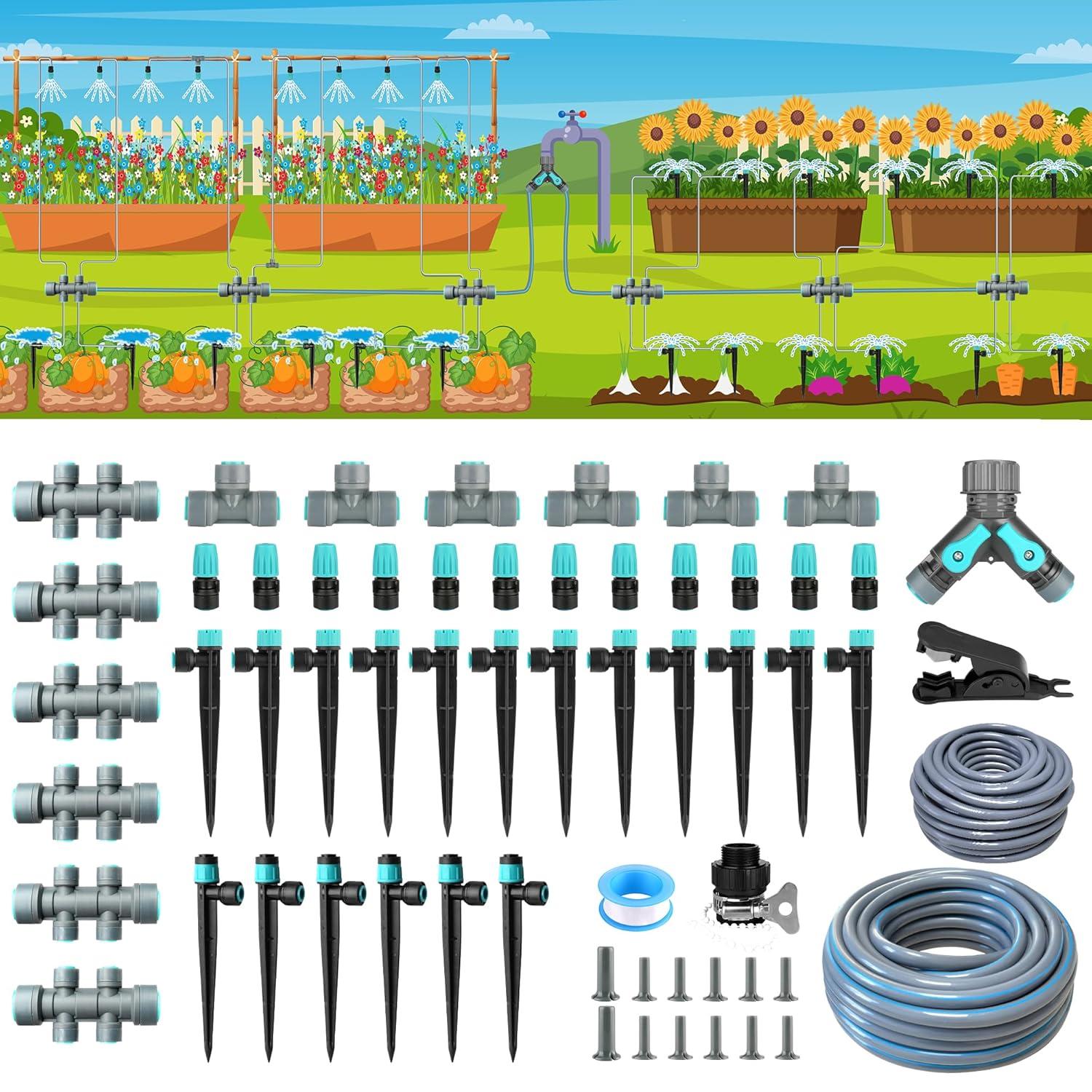 230FT Drip System Showdown: Quick-Connect Versus Adjustable Nozzles… Outdoor Perfection!