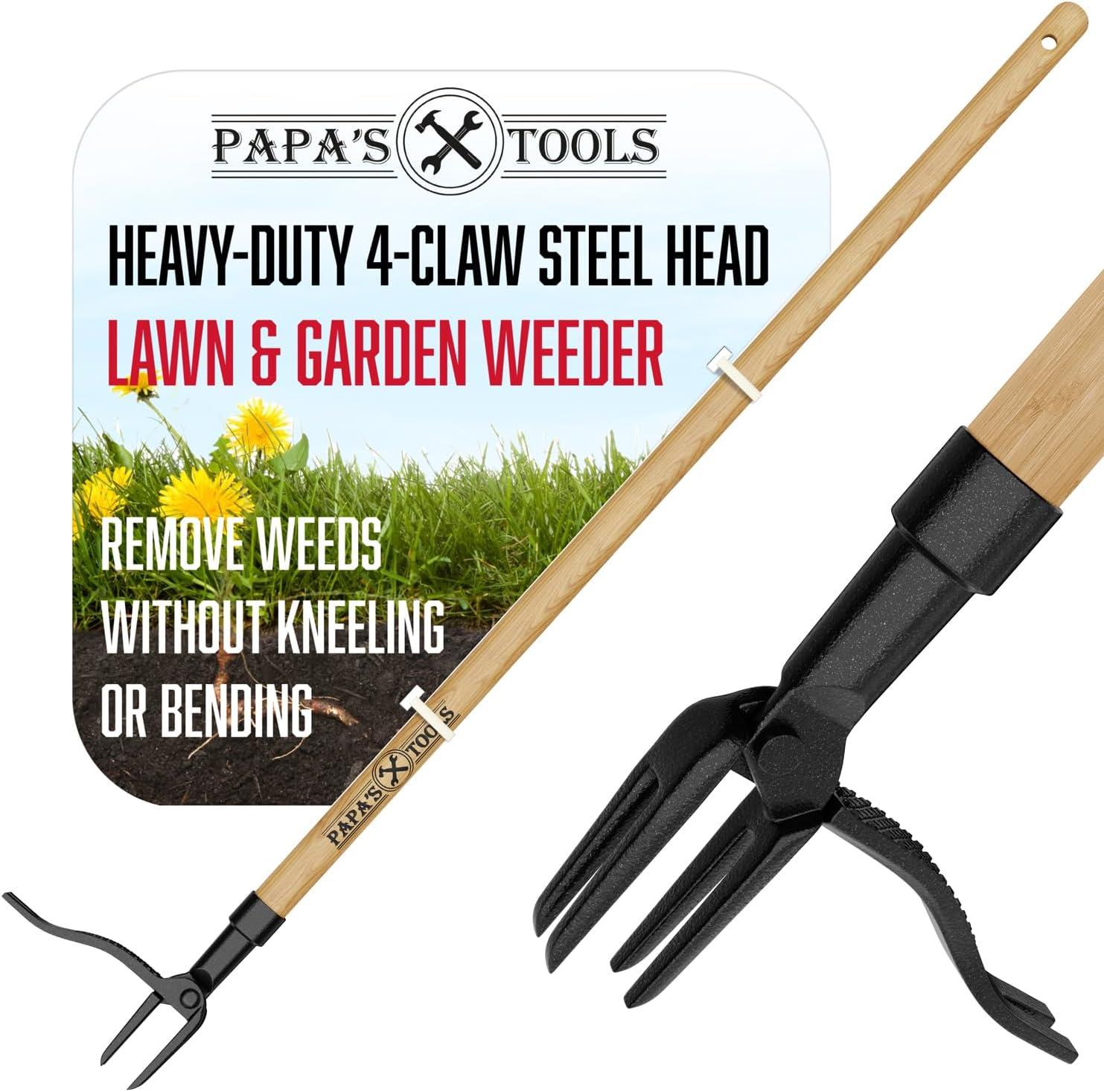 Papa's Stand-Up Weeder: Bamboo Handle, Tested Versus Hand Pulling… Effortless Seasonal Gardening!