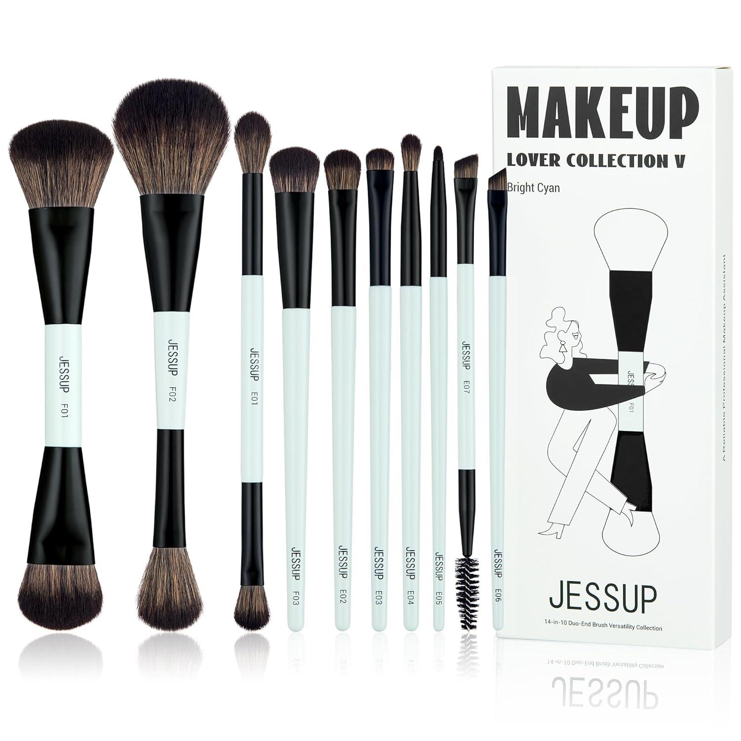 Jessup 10-Pc Brushes: Double-Sided versatility tested… Bright Cyan, cruelty-free makeup showdown!