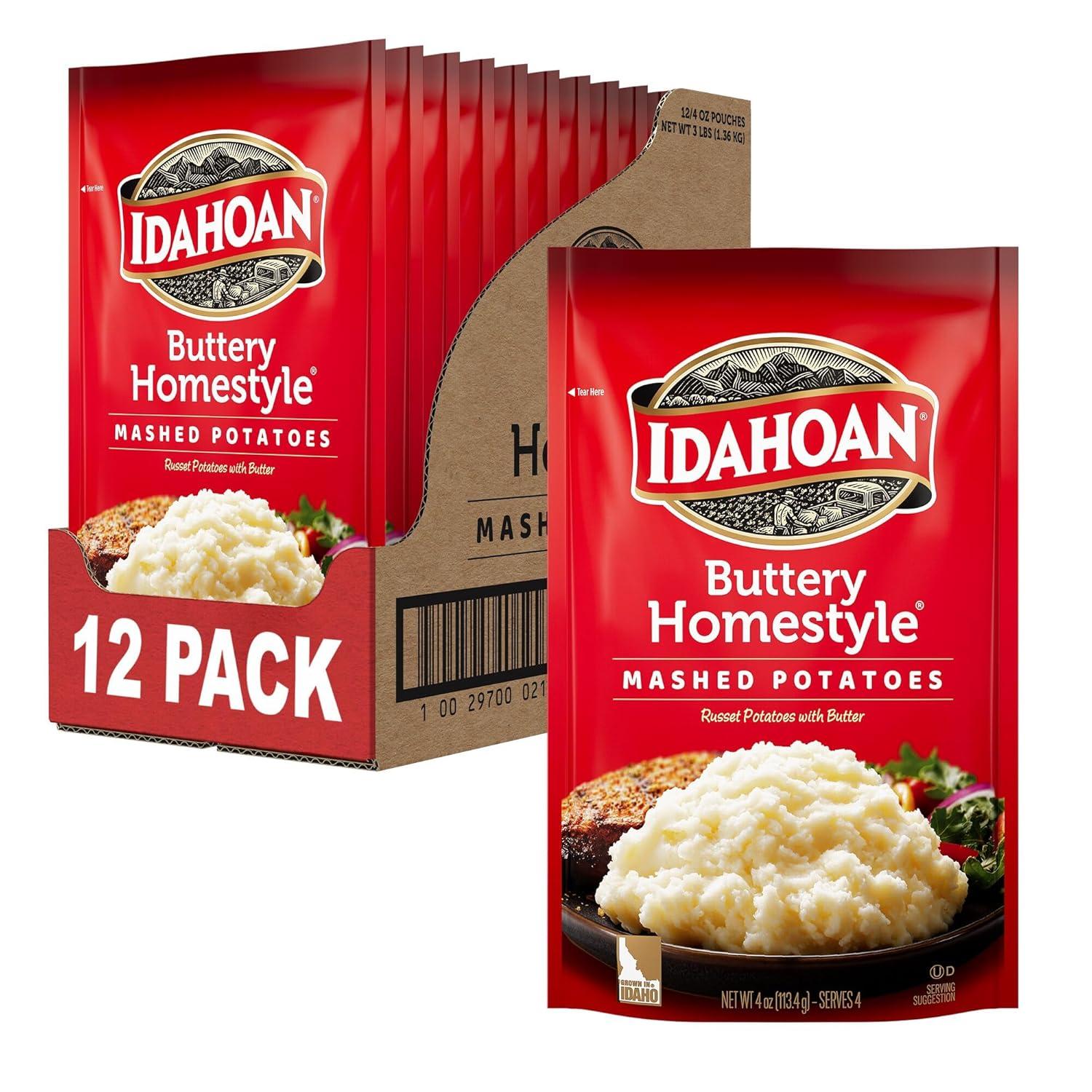 Compare Idahoan Mashed: Buttery Taste, Convenient Pack vs cravey meals