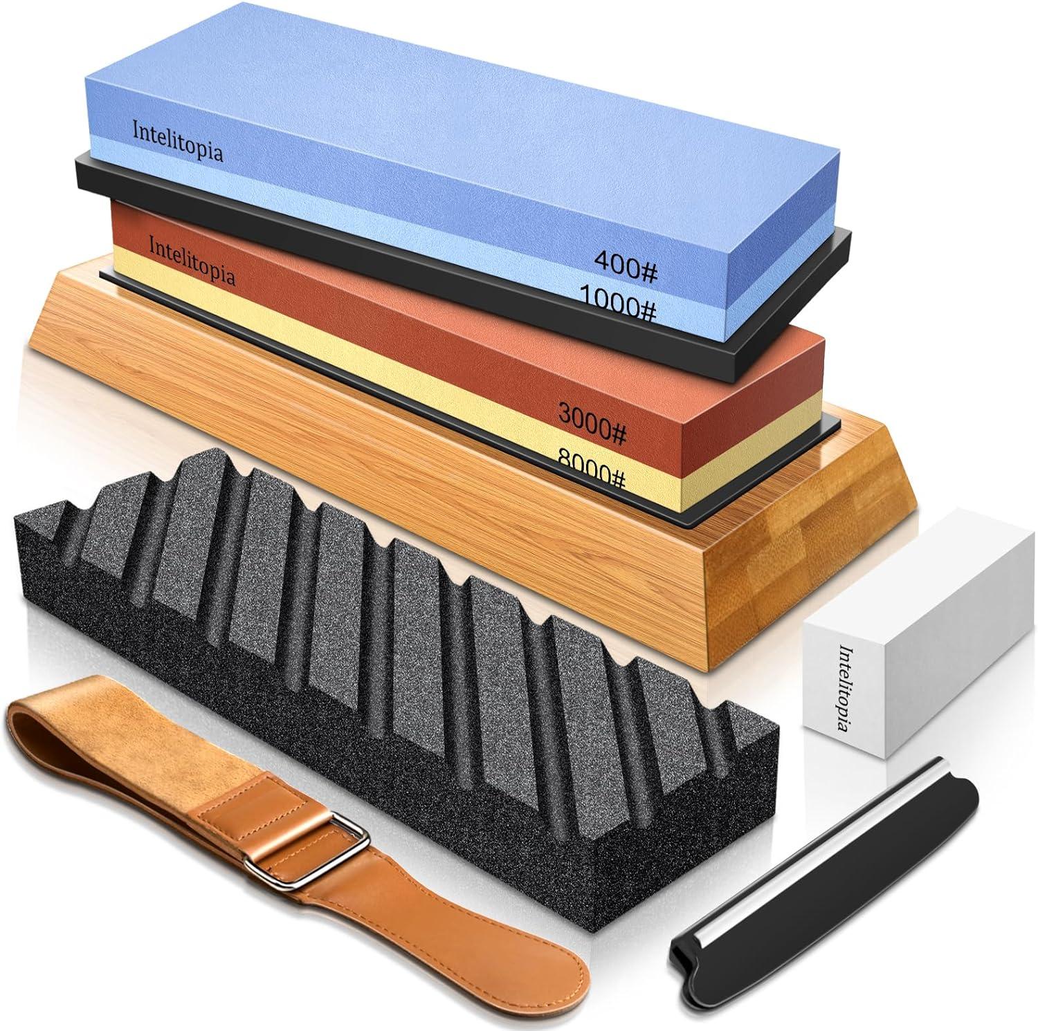 Tested Stone Set Versus Sharpening Needs: Dual Grit, Leather Strop, Non-slip surprise