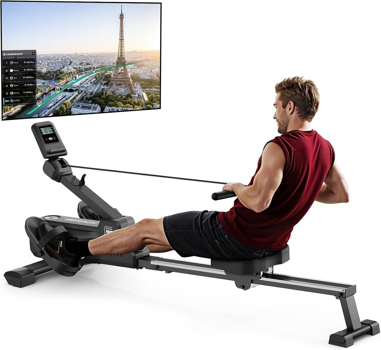 Compact rowing machine vs outdoor: %%compared%% MERACH's 16-level resistance, 350-lbs load tested for home workouts... (Saves space!) Surprising space-saving insight!